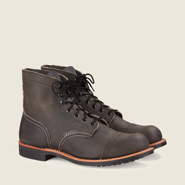 Mens Red Wing Iron Ranger - 6-inch Rough & Tough Leather - Heritage Boots Dark Grey - YSG712940